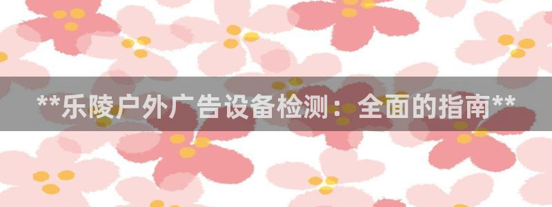 杏宇平台好吗：**乐陵户外广告设备检测：全面的指南**