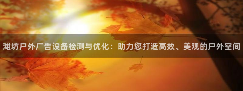 杏宇代理注册：潍坊户外广告设备检测与优化